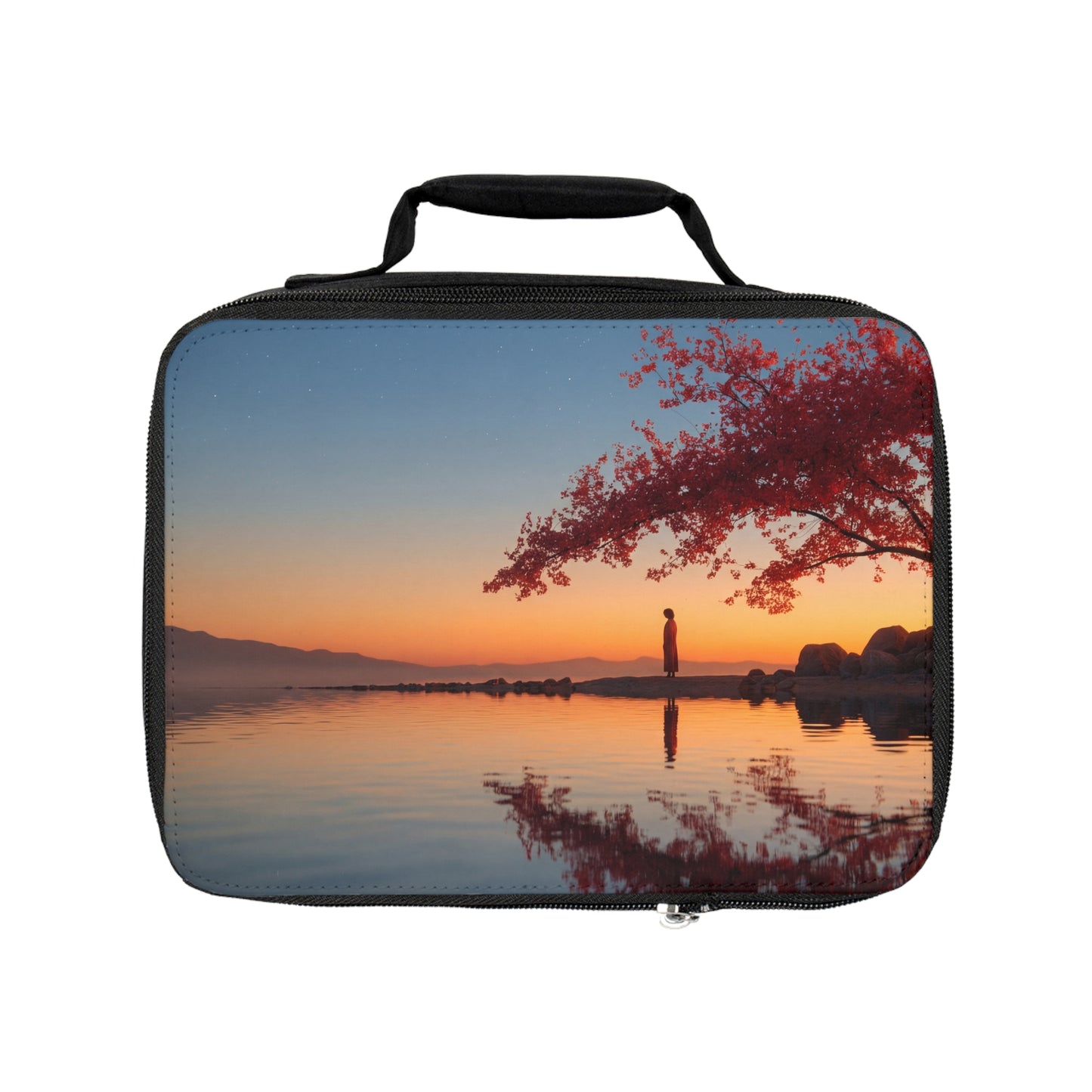 Cherry Blossom Sentinel Lunch Bag – Twilight Reflections by the Lake