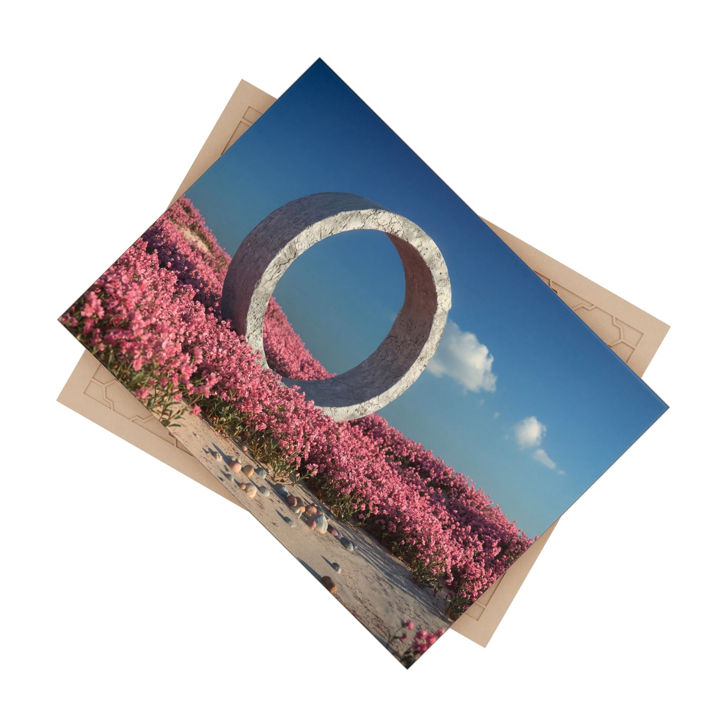 Stone Ring in Pink Bloom Ceramic Photo Tile – Portal to a Quiet Bloom