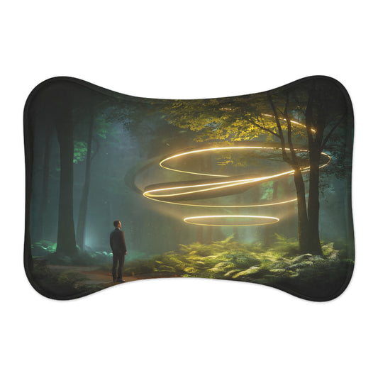 Golden Rings Pet Feeding Mats – Ethereal Forest Vortex