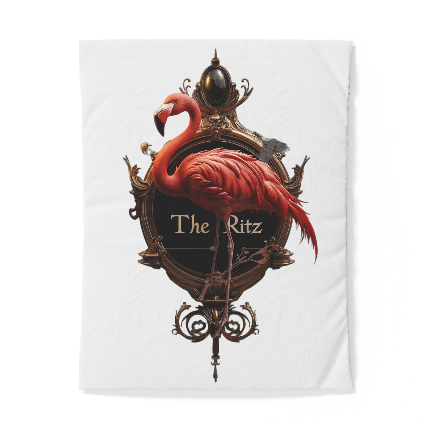 Royal Flamingo Manor Sign Duvet Cover – Victorian Gilded Elegance