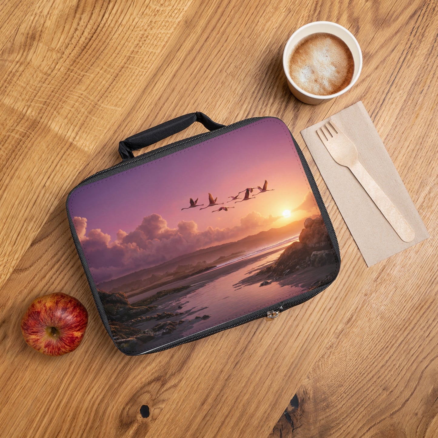 Flamingo Flight Lunch Bag – Sunset Over Salt Marshes