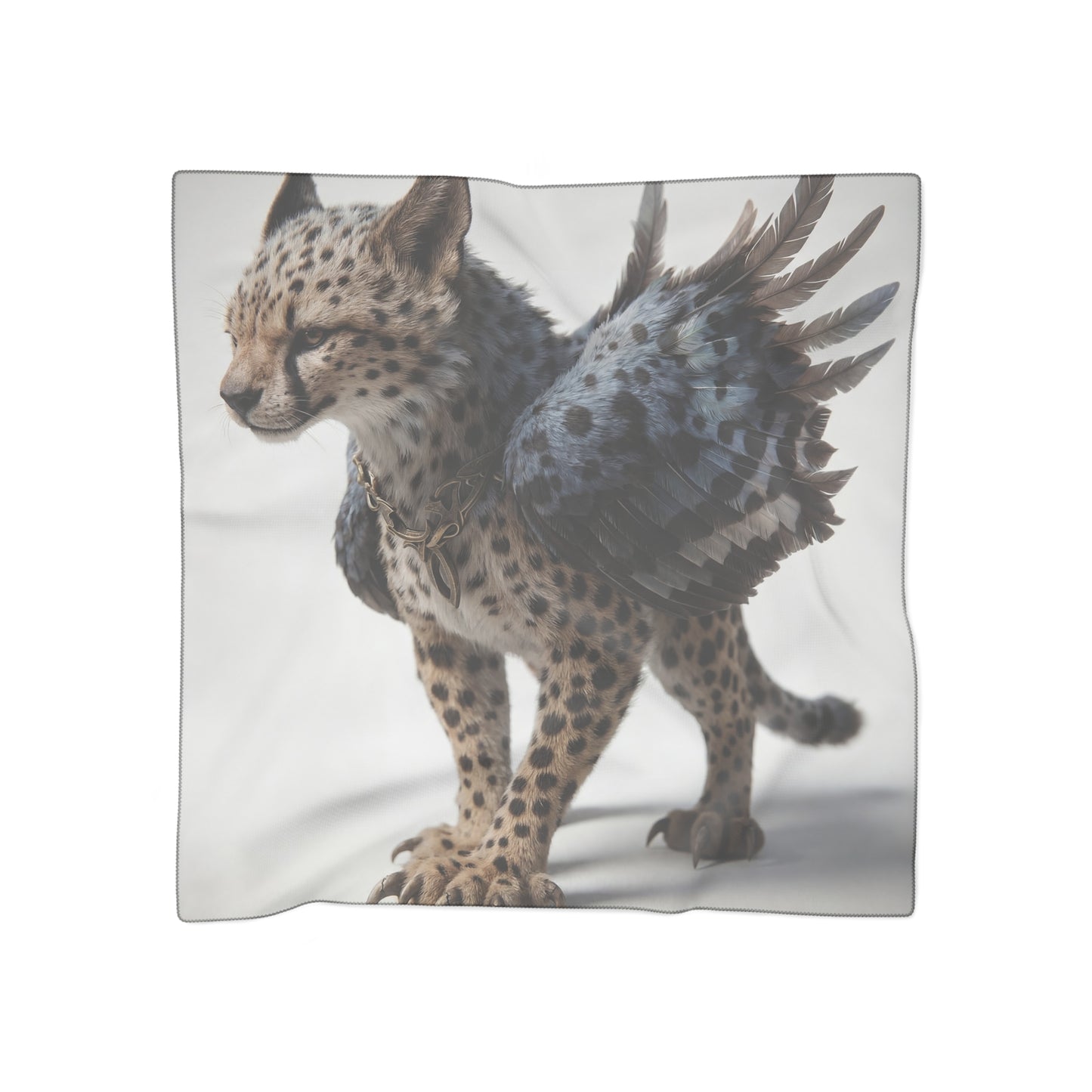 Winged Cheetah Poly Scarf – Shadowed Feline Flight Dreamscape