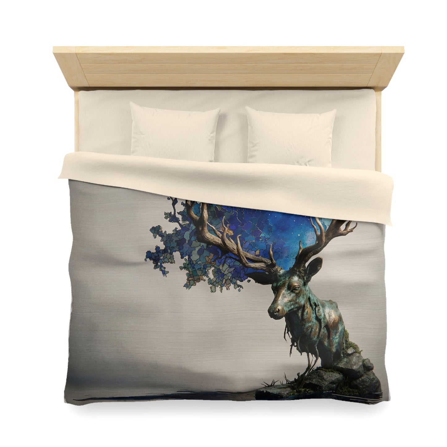 Celestial Stag Microfiber Duvet Cover – Starry Antler Dreamscape