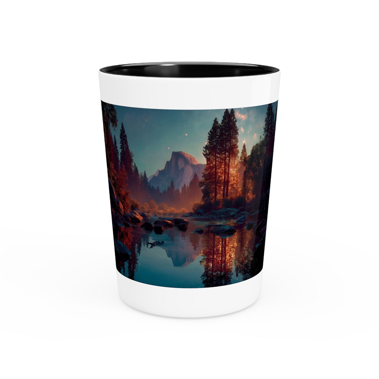 Half Dome Starlight Shot Glass – Midnight Reflections in a Quiet Valley