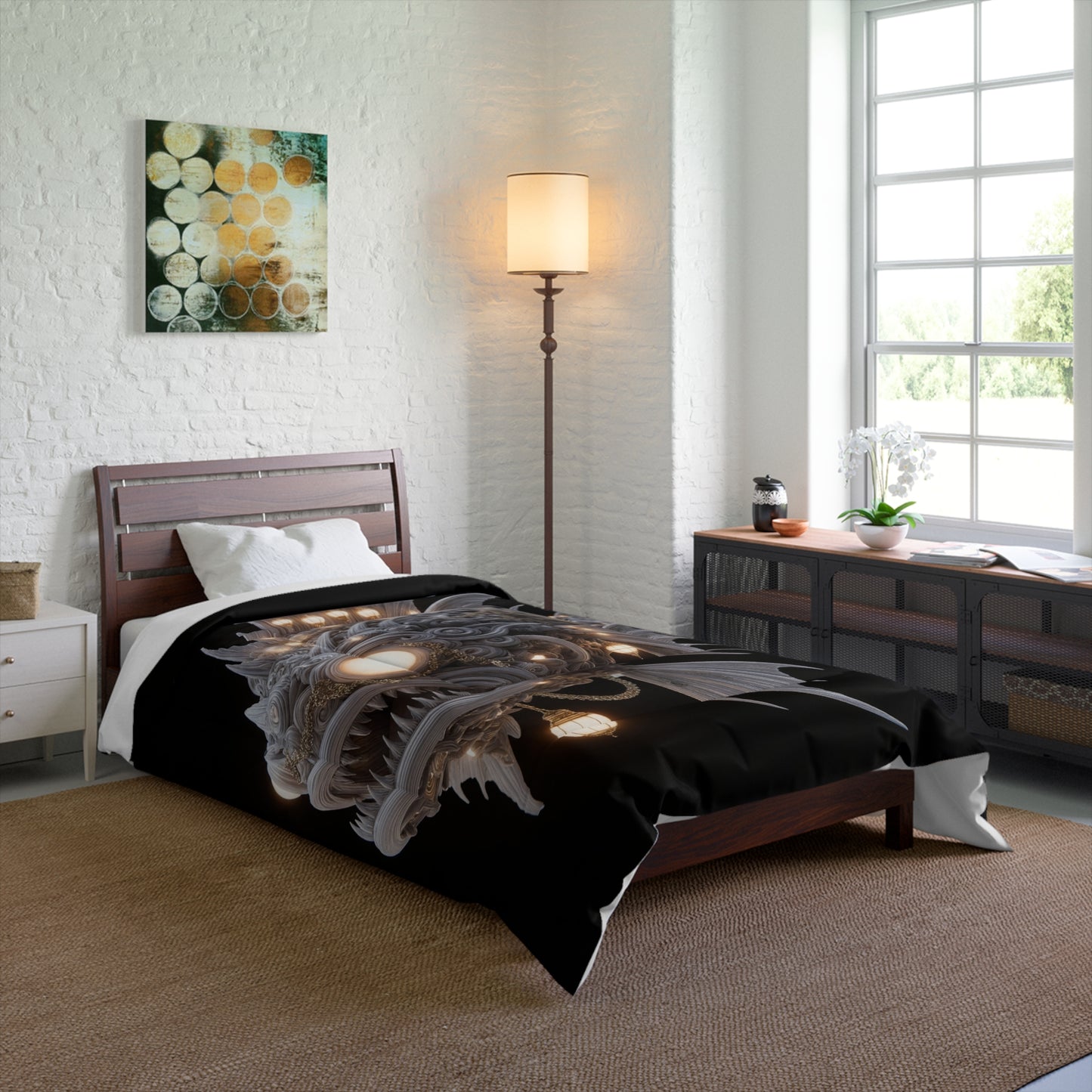 Luminous Deep-Sea Leviathan Comforter – Chandelier Fish in Abyssal Glow