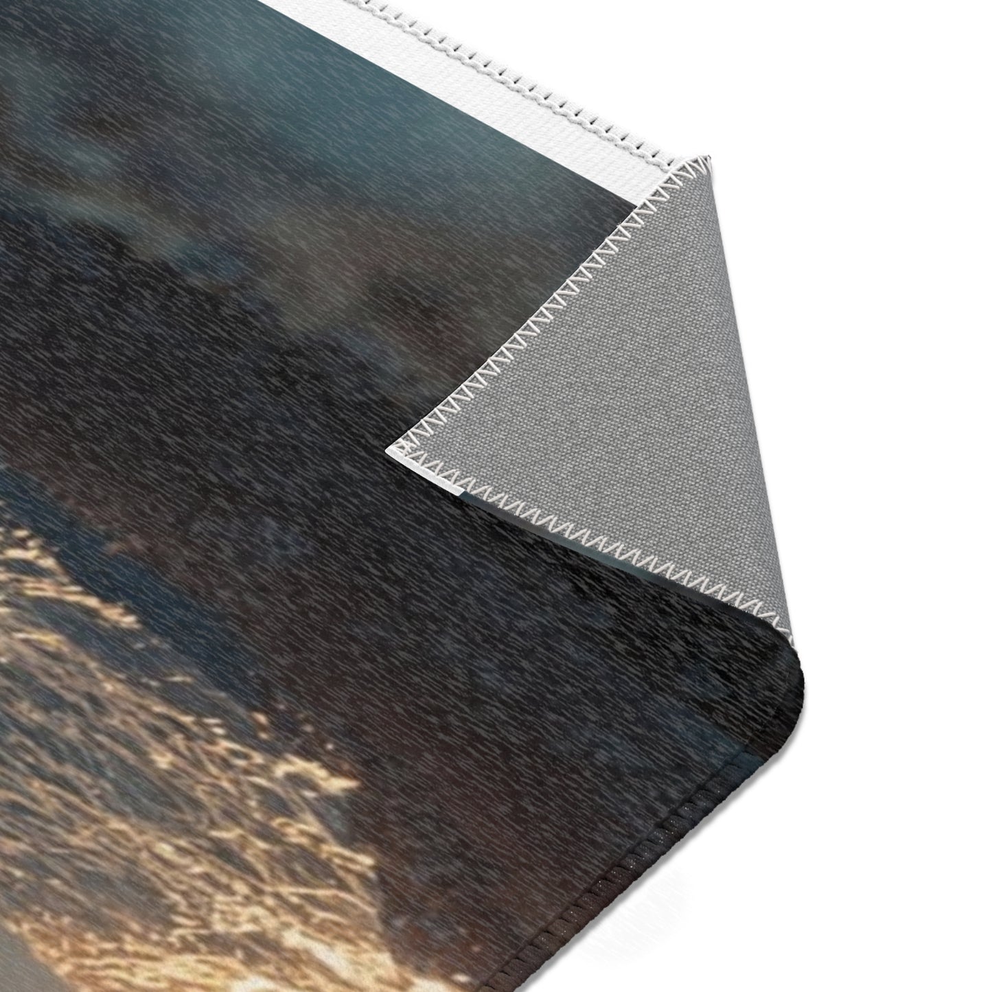 Storm-Sailed Ship in Bottle Area Rug – Captured Gale on Pebbled Shore