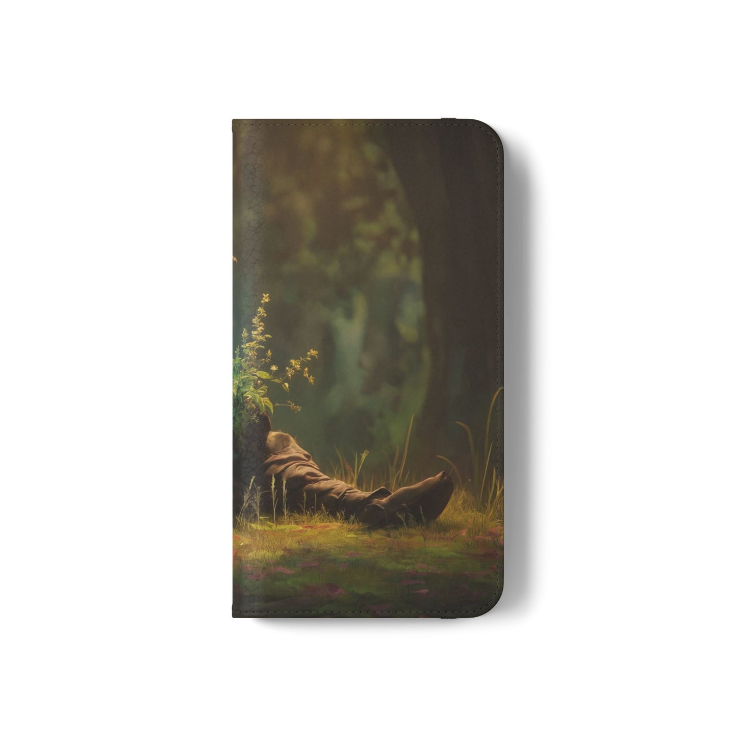 Glowing Orb Hooded Guardian Flip Cases – Bioluminescent Forest Keeper