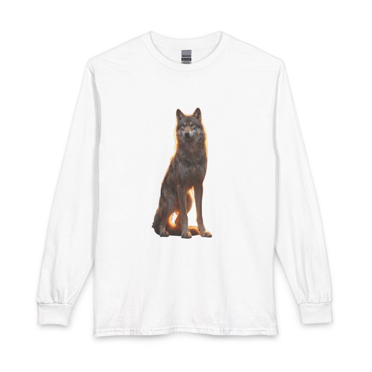 Golden Hour Wolf Unisex Long Sleeve T-Shirt – Amber Sentinel Portrait