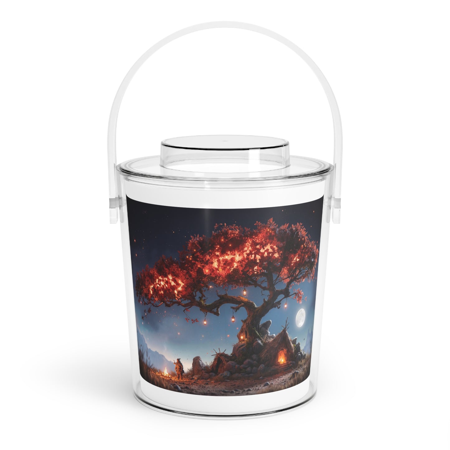 Whispering Redwood Tree Ice Bucket with Tongs – Moonlit Sanctuary Under Canopy