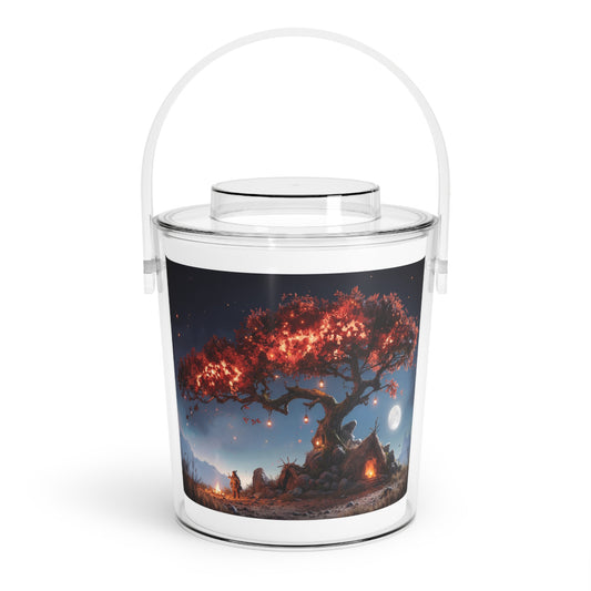 Whispering Redwood Tree Ice Bucket with Tongs – Moonlit Sanctuary Under Canopy