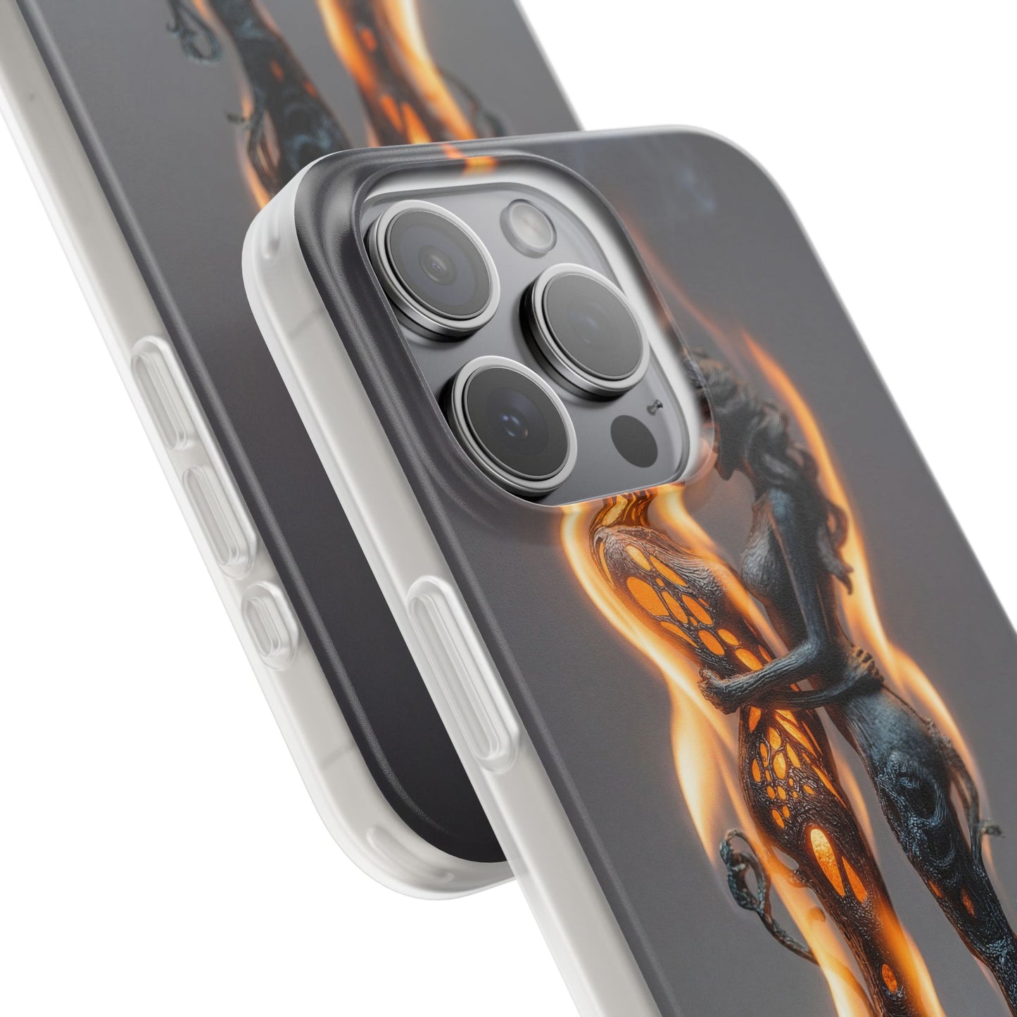 Flame-Embraced Lovers Flexi Cases – Intimate Glow Within the Fire