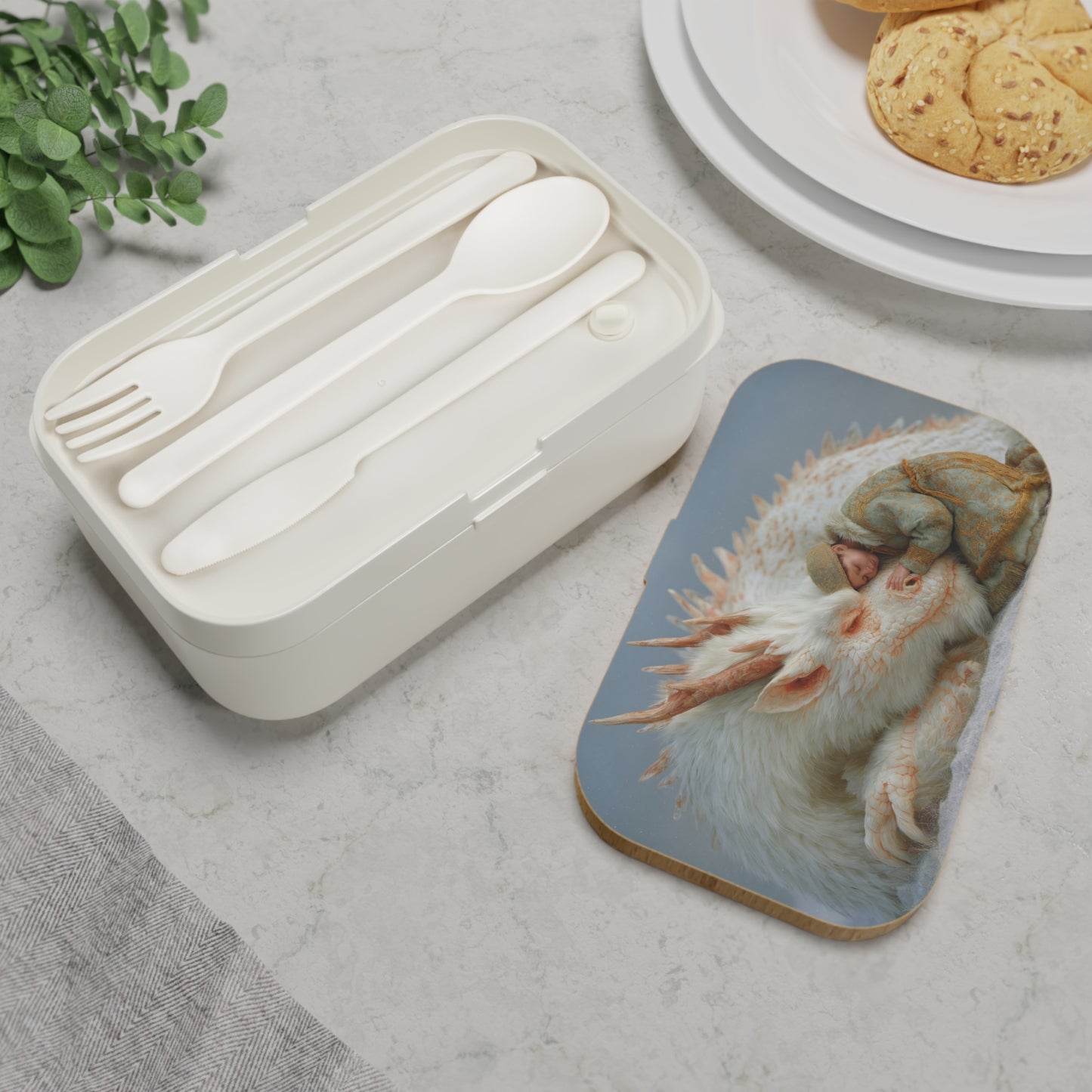 Dragon Guardian Bento Lunch Box – Snowbound Slumber with a White Wyrm