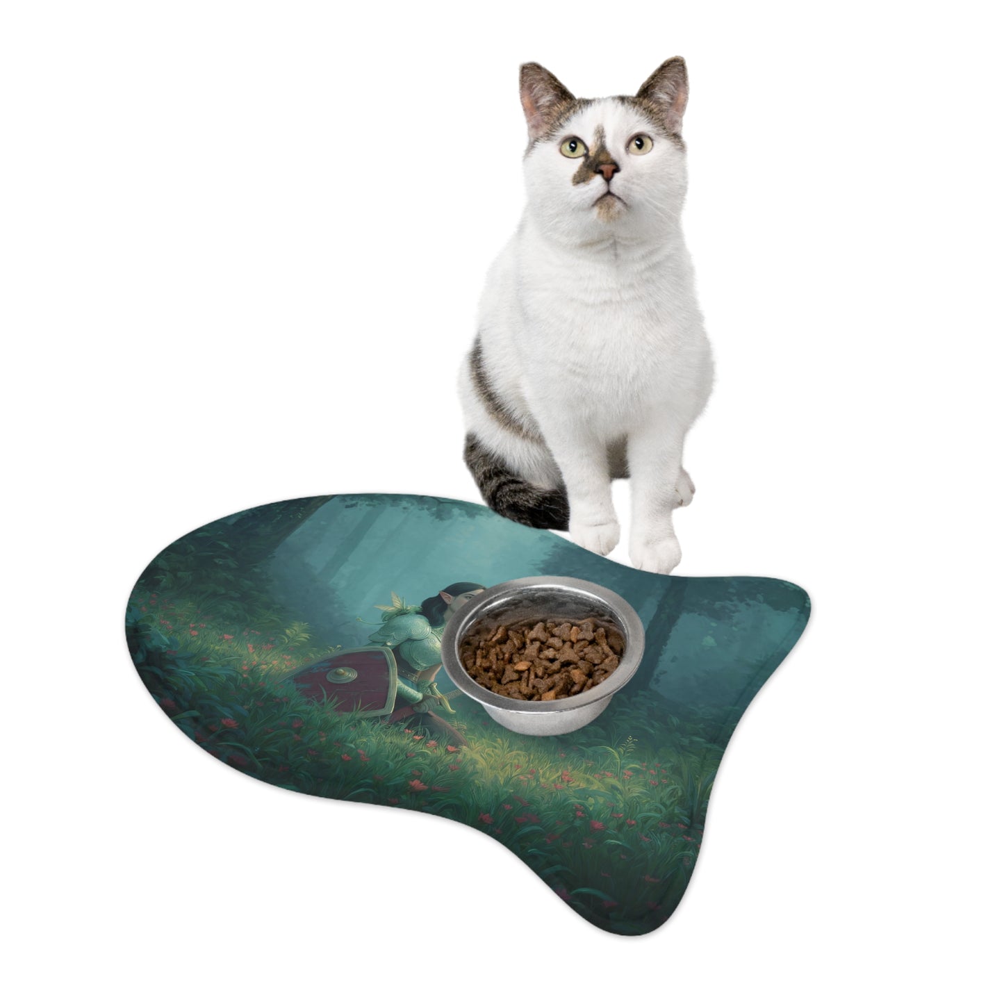 Forest Sentinels Pet Feeding Mats – Elven Guardian Resting Scene