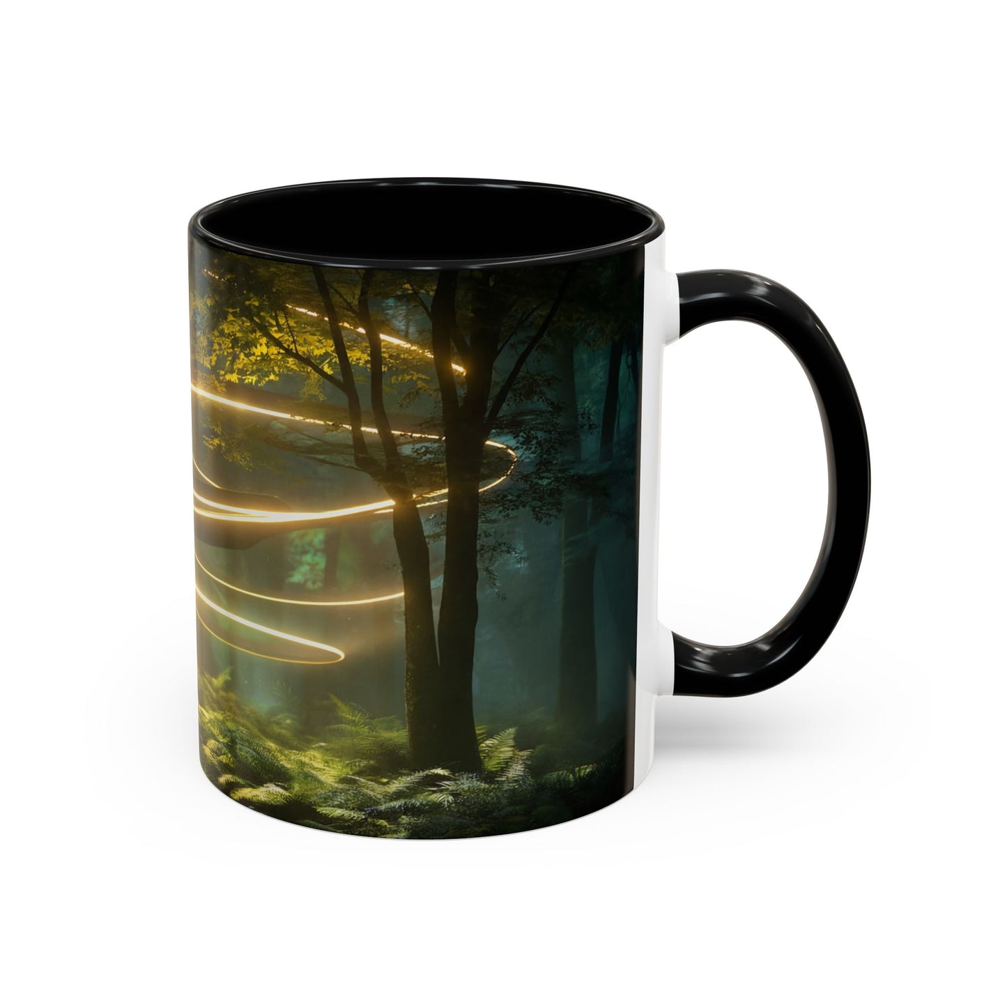 Spiral Light Forest Accent Coffee Mug (11, 15oz) – Ethereal Golden Rings