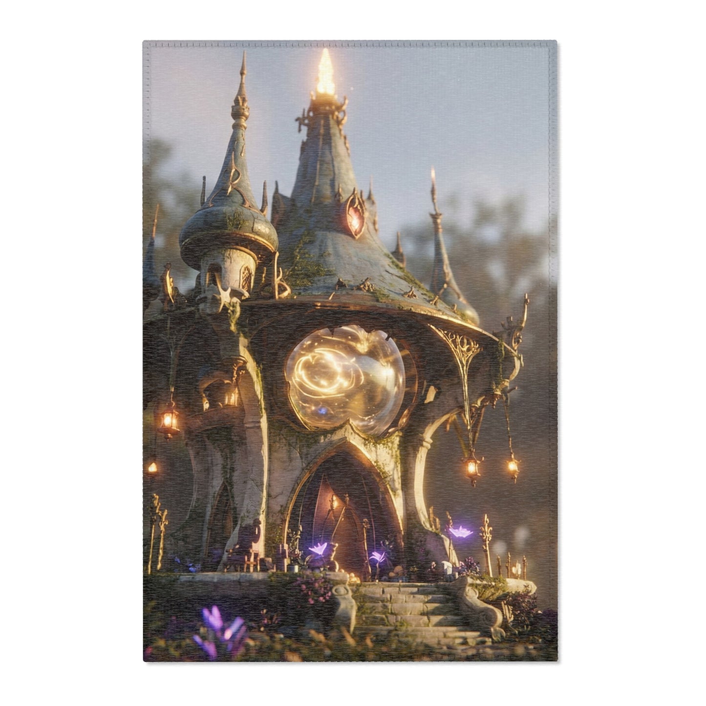Whispering Clocktower Area Rug – Twilight Magic in Stone