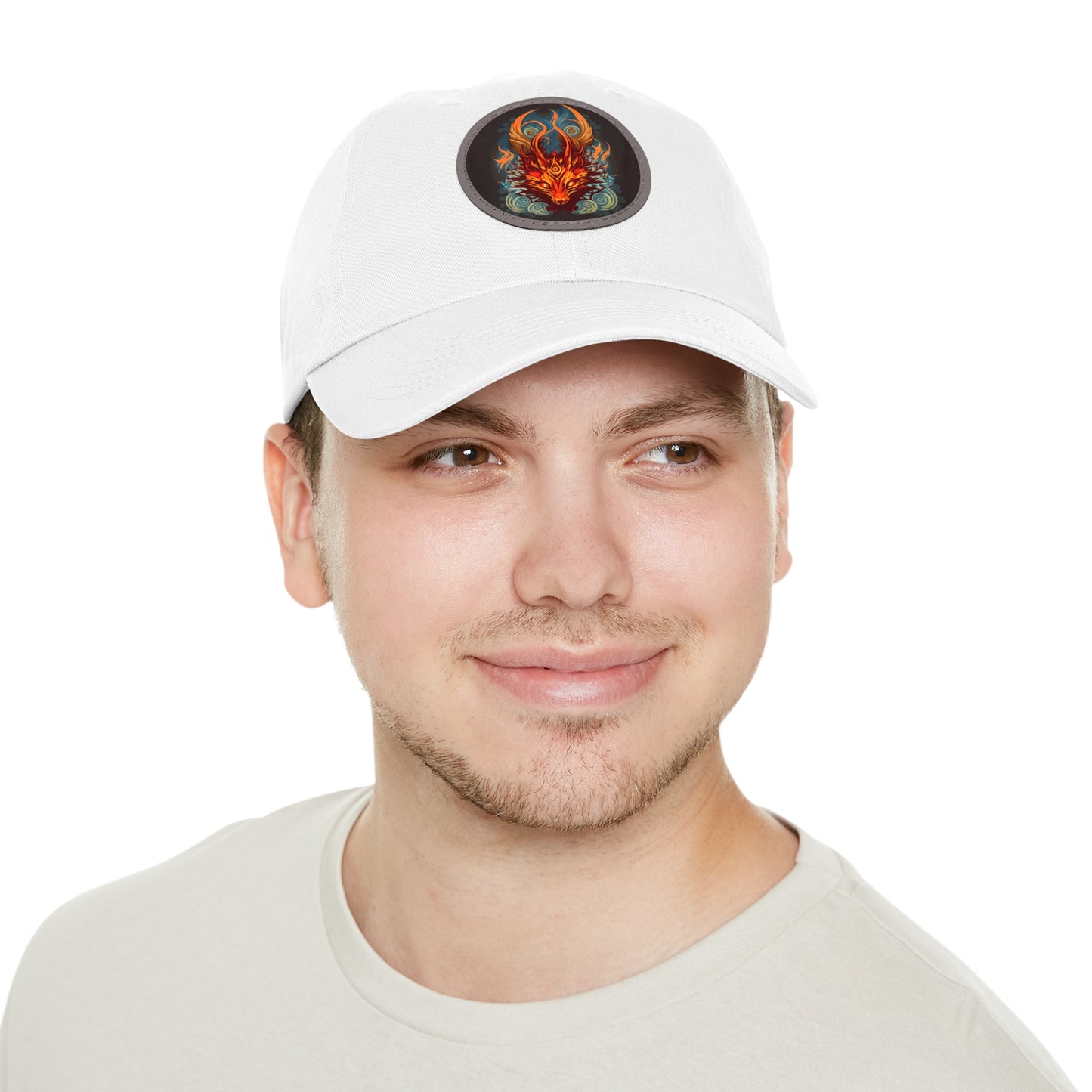 tshirt design, nine-tailed fox - Dad Hat with Leather Patch (Round)