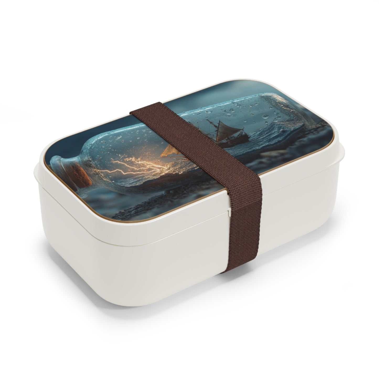 Storm-Sailed Ship in Bottle Bento Lunch Box – Pocketed Seascape Adventure