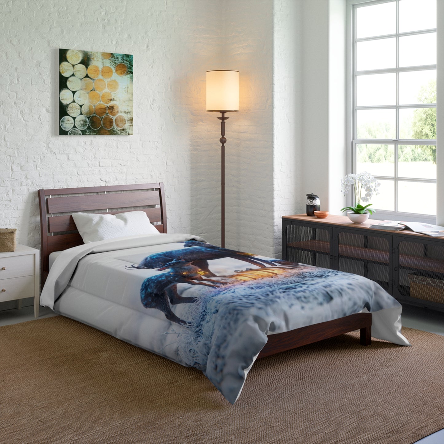 Winter Deer Trio Comforter – Frost-Kissed Giftscape with Gentle Light