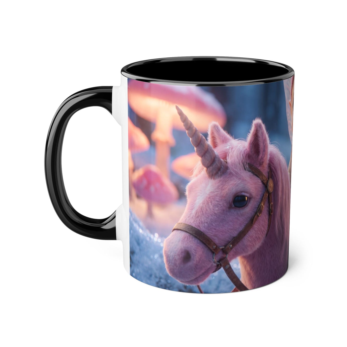 Frost-Fairy Unicorn Accent Mug – Pink Winter Guardian Scene