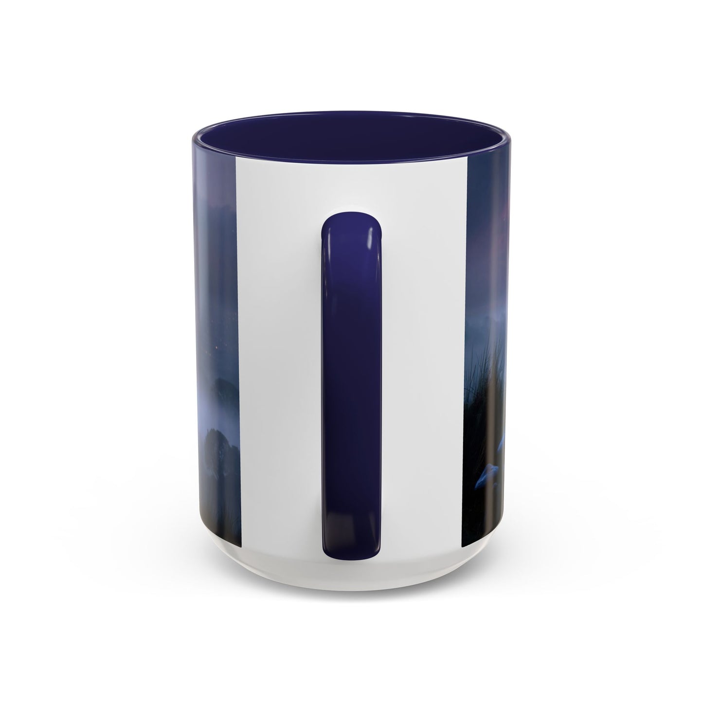 Moonlit Mycophile Accent Coffee Mug (11, 15oz) – Twilight Guardian of the Fungal Peaks