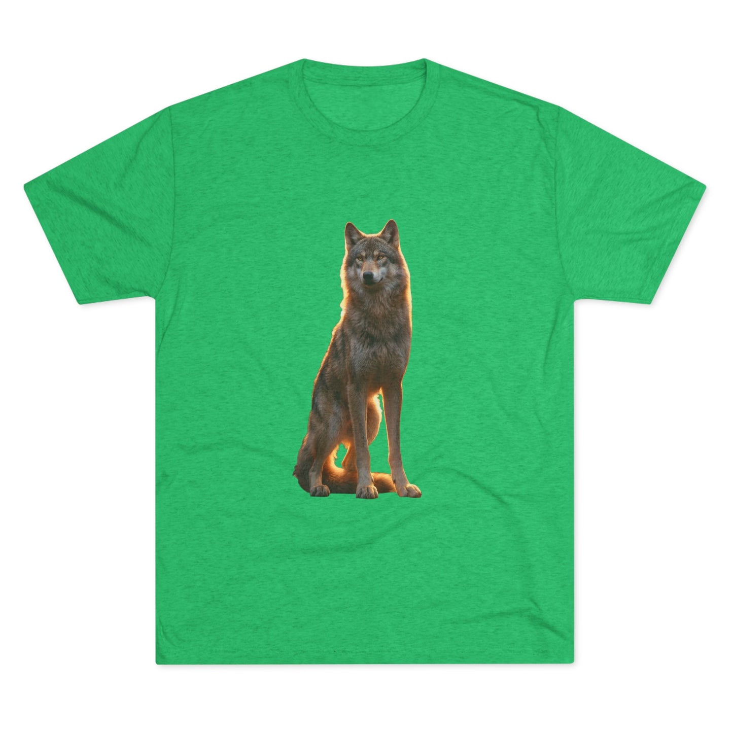 Solitary Wolf Unisex Tri-Blend Crew Tee – Golden Hour Sentinel Portrait