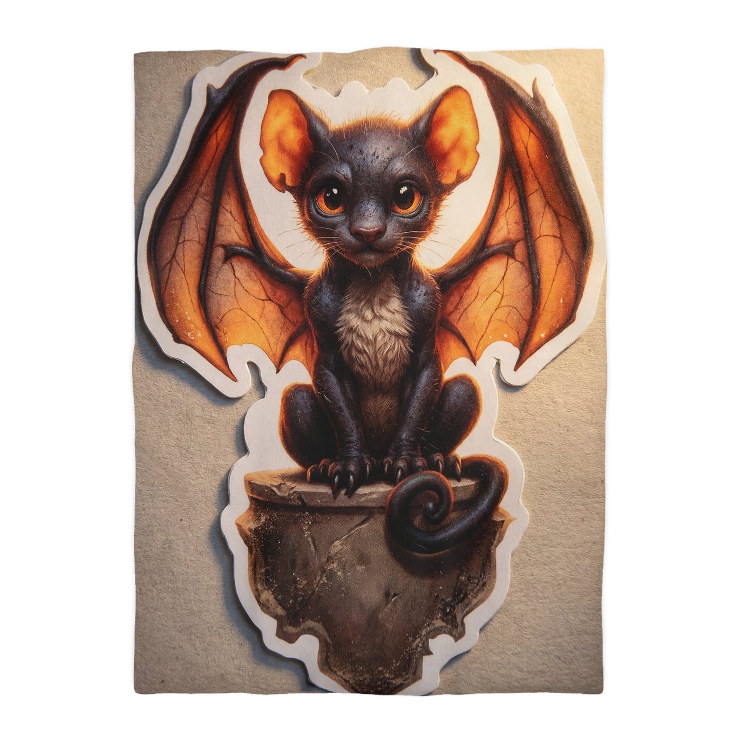 Winged Feline Sentinel Microfiber Duvet Cover – Amber Glow in Shadowed Gaze