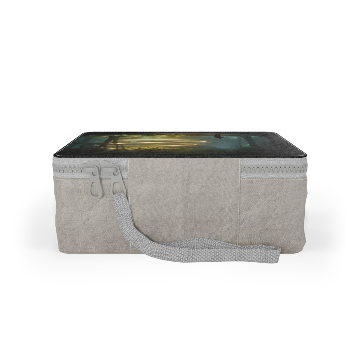 Spiral Portal Lunch Bag – Golden Light Rings in Misty Forest Scene