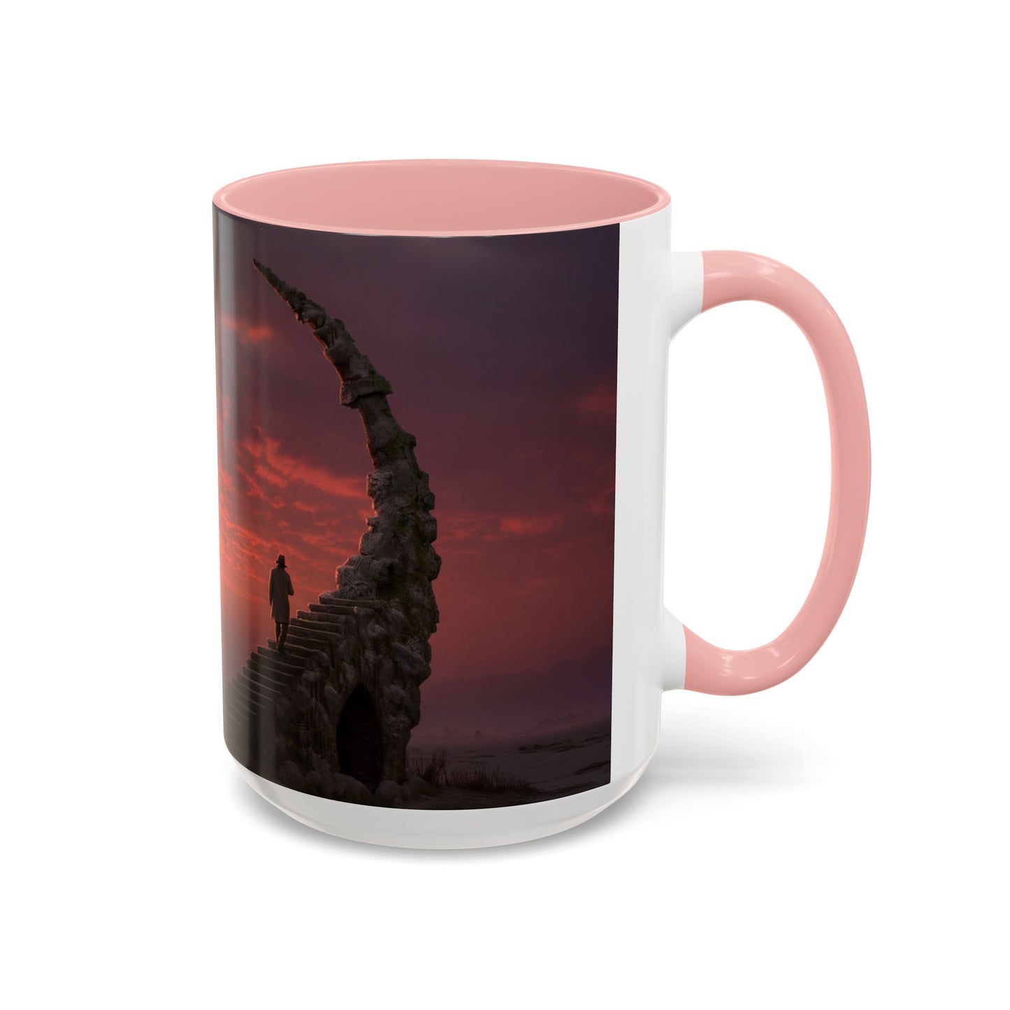 Twilight Stairway Accent Coffee Mug (11, 15oz) – Crimson Moonlit Ascension
