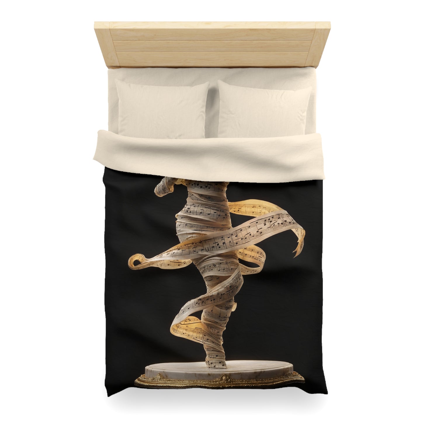 Melodic Dancer Microfiber Duvet Cover – Whispers of Sheet Music in Motion