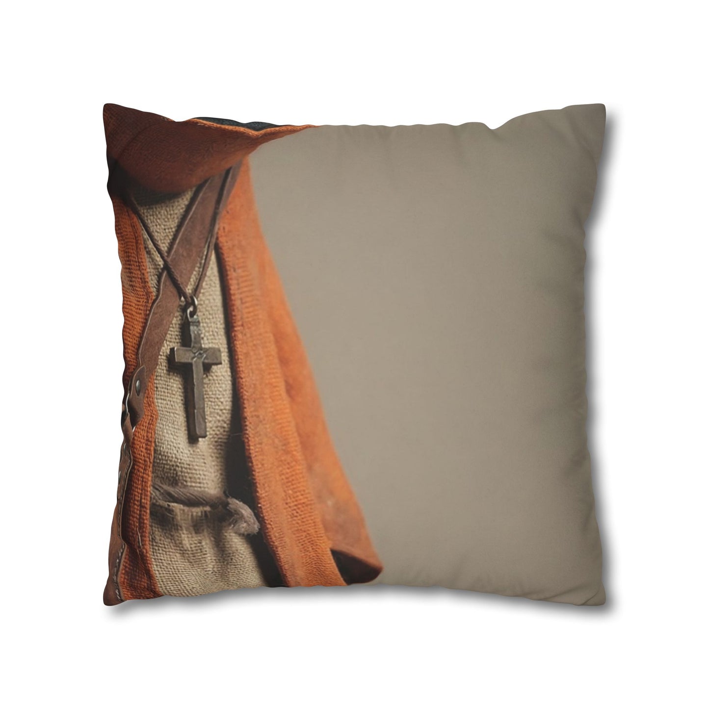 Wise Owl Scholar Faux Suede Square Pillowcase – Rusty Robe and Cross Pendant