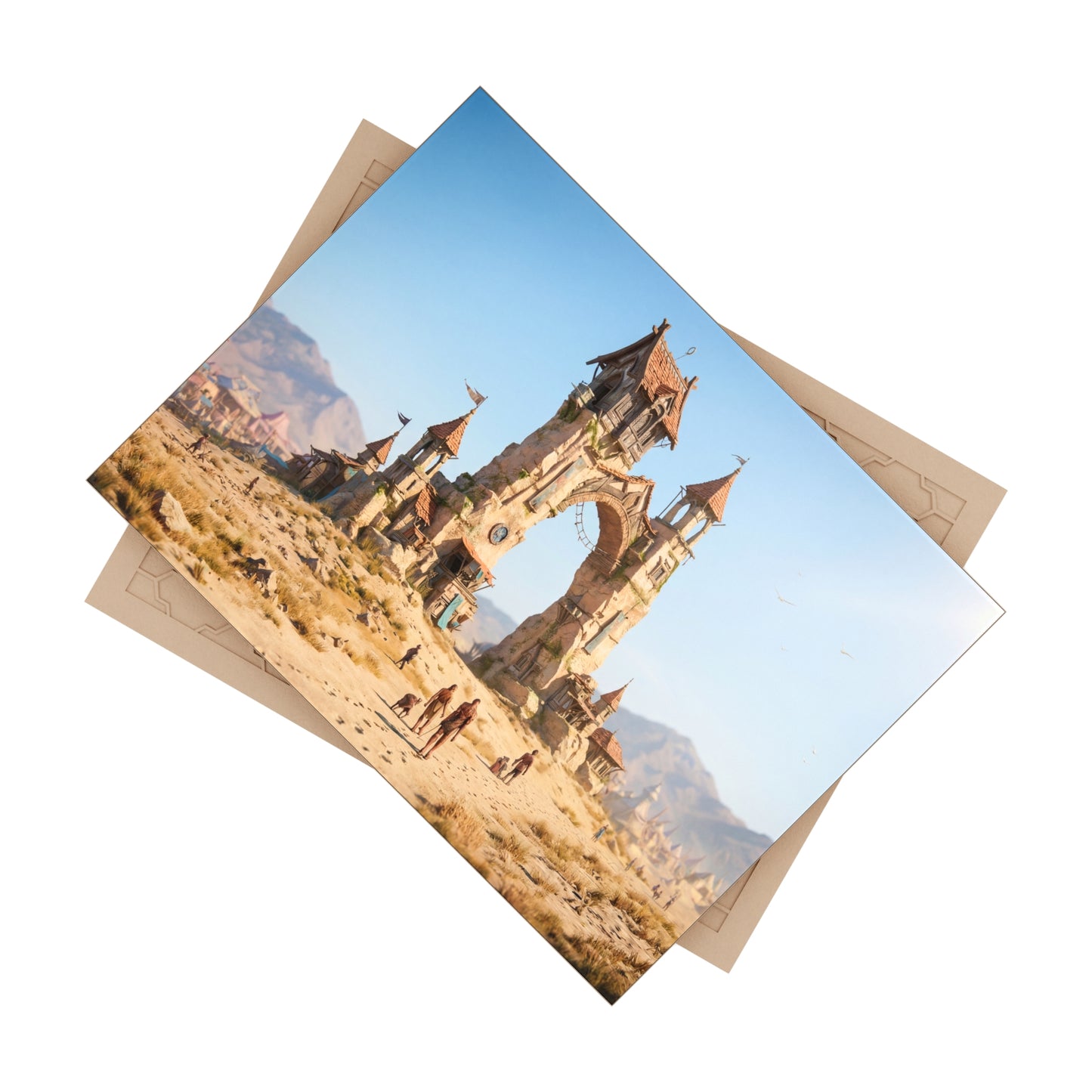 Desert Citadel Ceramic Photo Tile – Sunlit Ruins of a Forgotten Kingdom