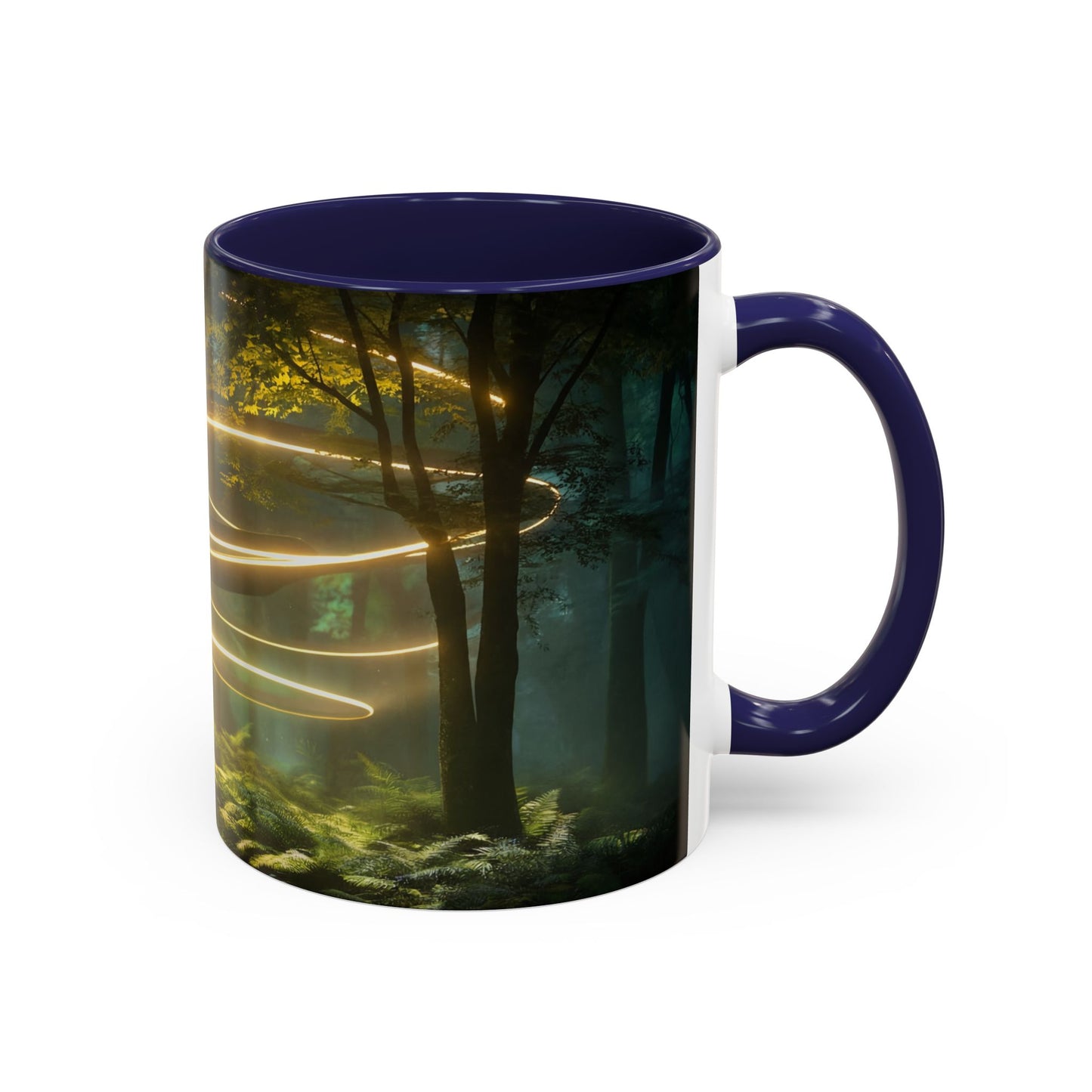 Spiral Light Forest Accent Coffee Mug (11, 15oz) – Ethereal Golden Rings