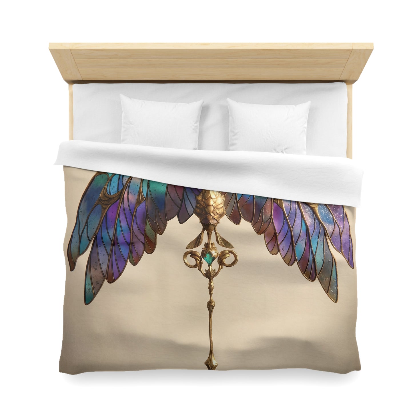 Celestial Phoenix Key Duvet Cover – Wings of Starlit Glass