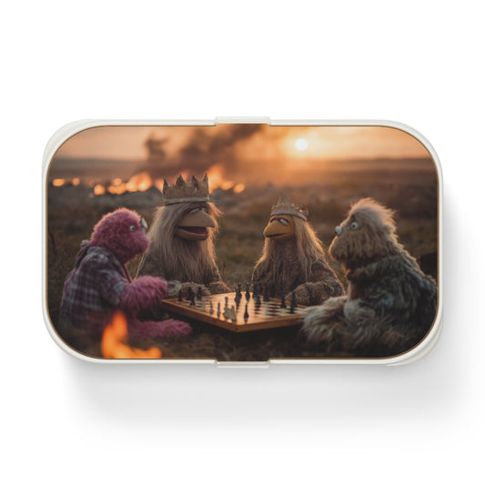 Sunset Chess Kings Bento Lunch Box – Whimsical Puppet Strategy Session