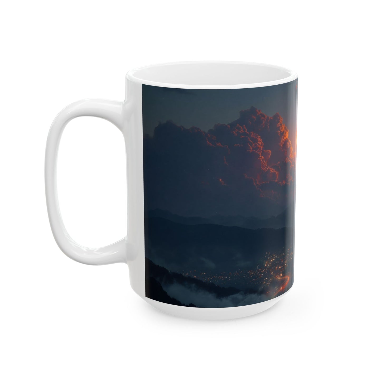 Celestial Fireball Ceramic Mug – Twilight Skyfall Dreamscape