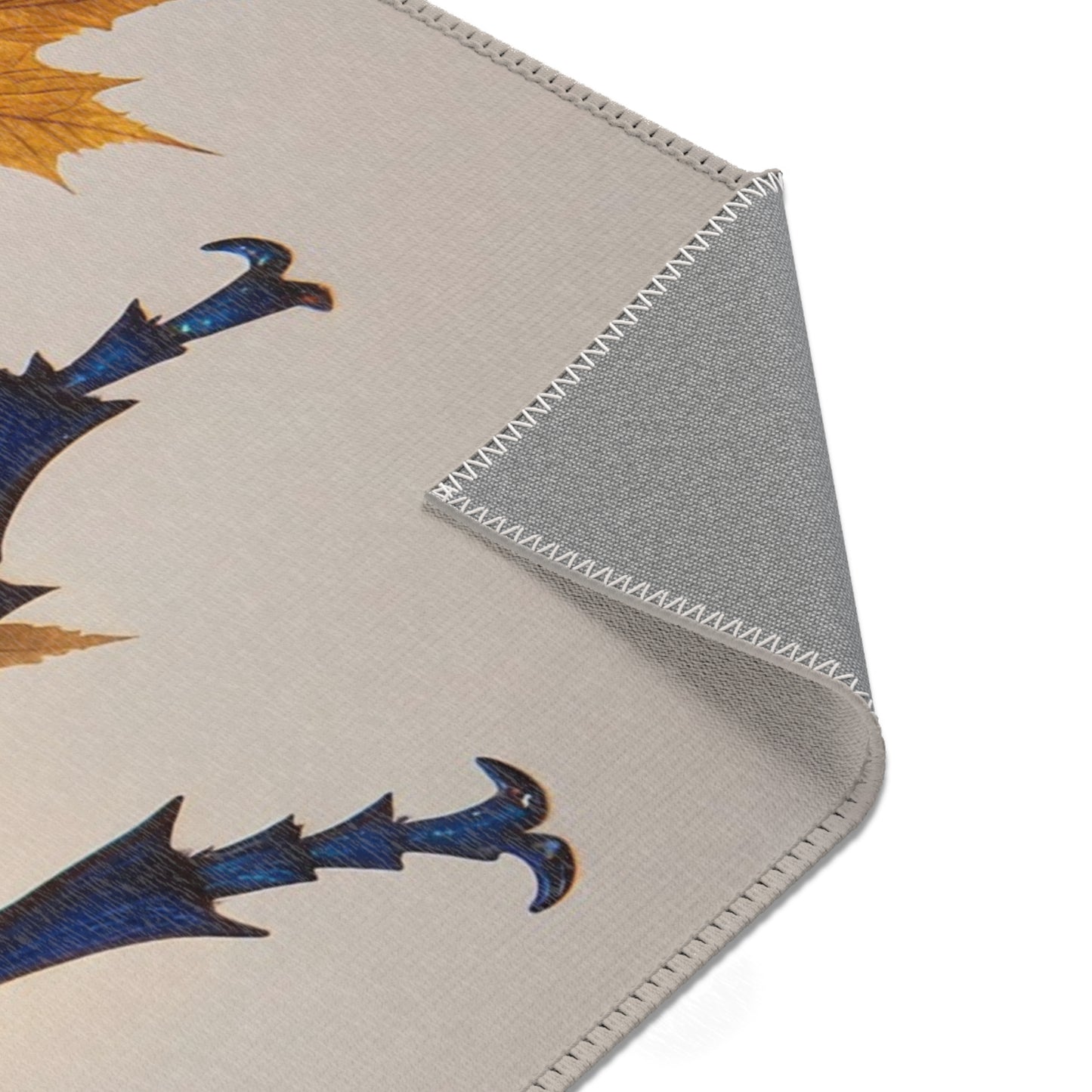Celestial Beetle Area Rugs – Midnight Blue Starry Insect Amid Autumn Leaves