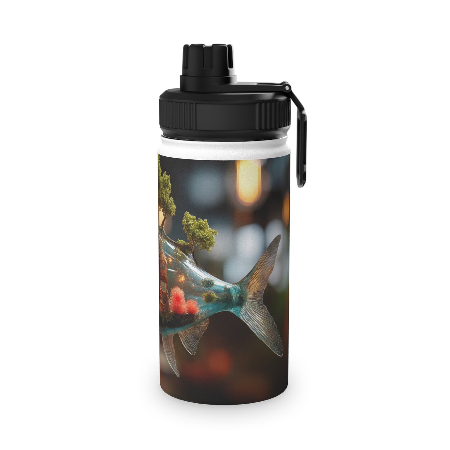Forest Within Fish Stainless Steel Water Bottle, Sports Lid – Liquid Eden Dreamscape