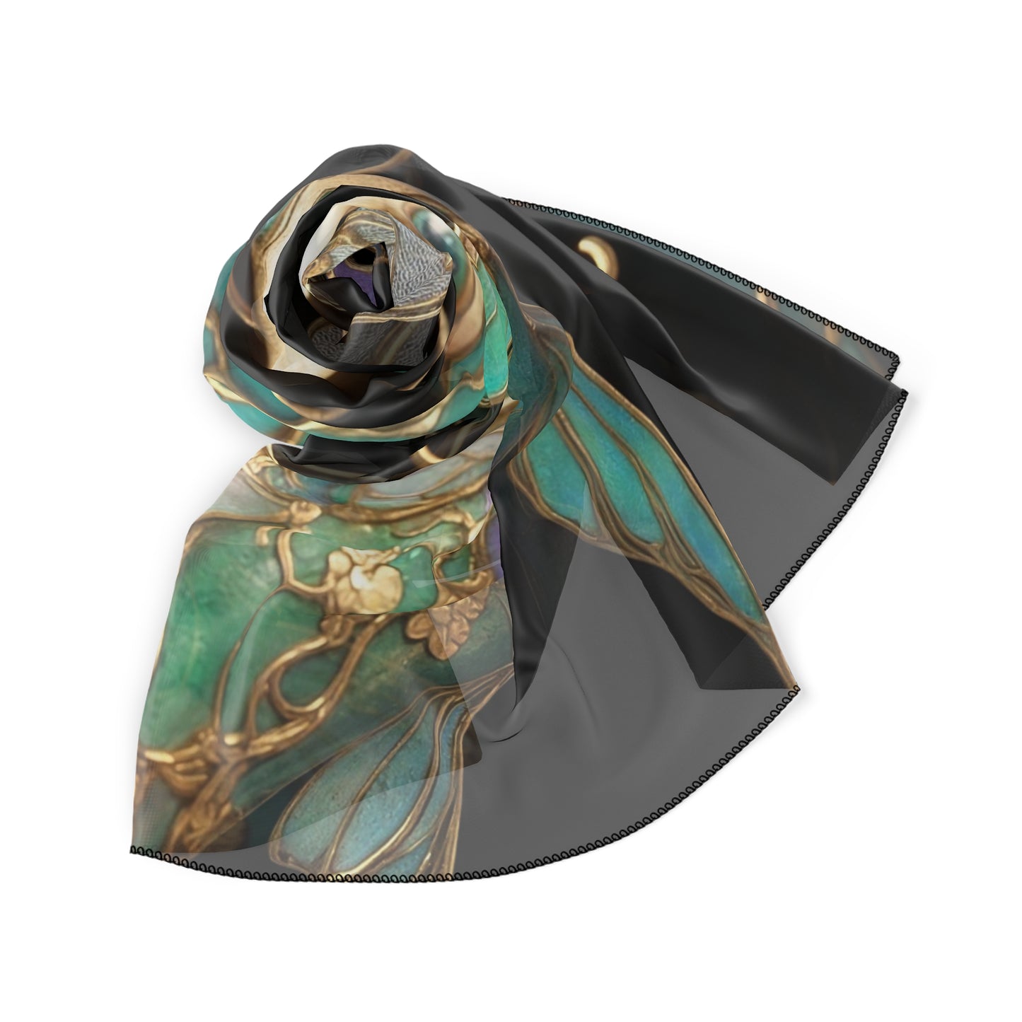 Art Nouveau Koi Poly Scarf – Liquid Light & Golden Lace
