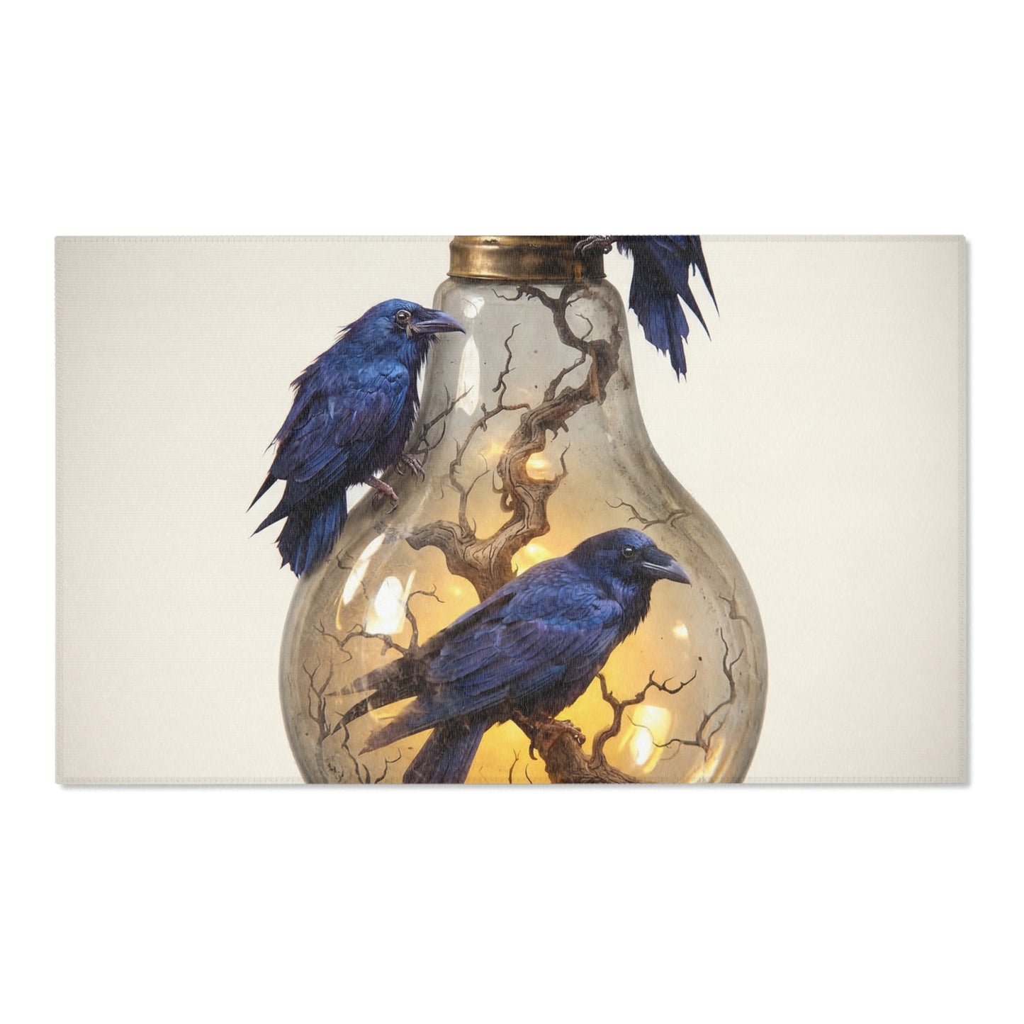 Ravens in the Glow Lightbulb Area Rug – Midnight Wisdom Dreamscape