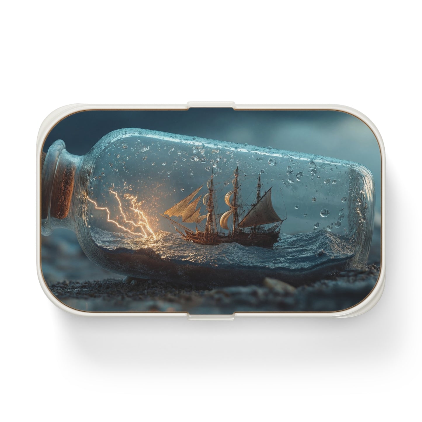 Storm-Sailed Ship in Bottle Bento Lunch Box – Pocketed Ocean Dreamscape