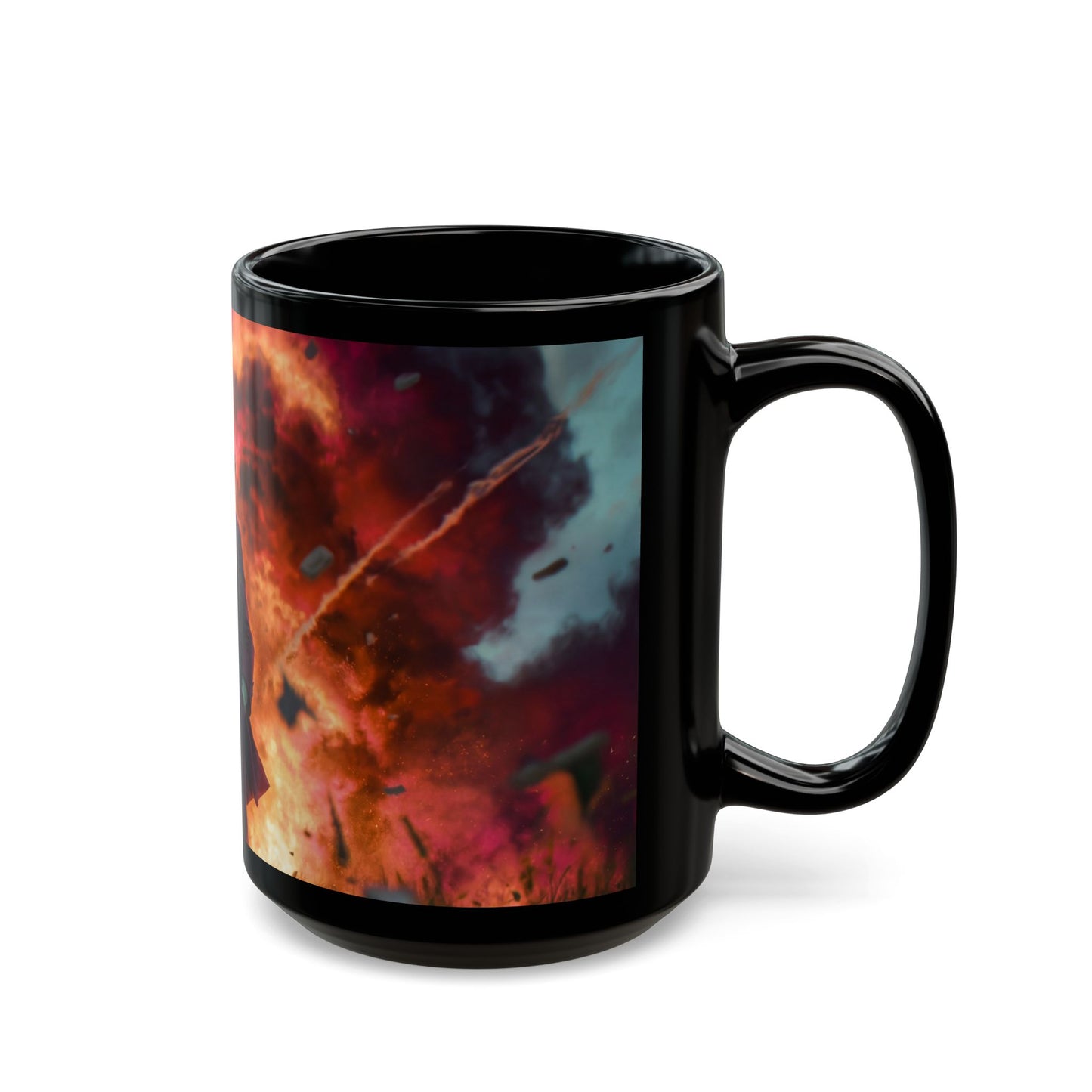Mad Inventor Amidst Crimson Explosion Mug – Fiery Chaos Couture