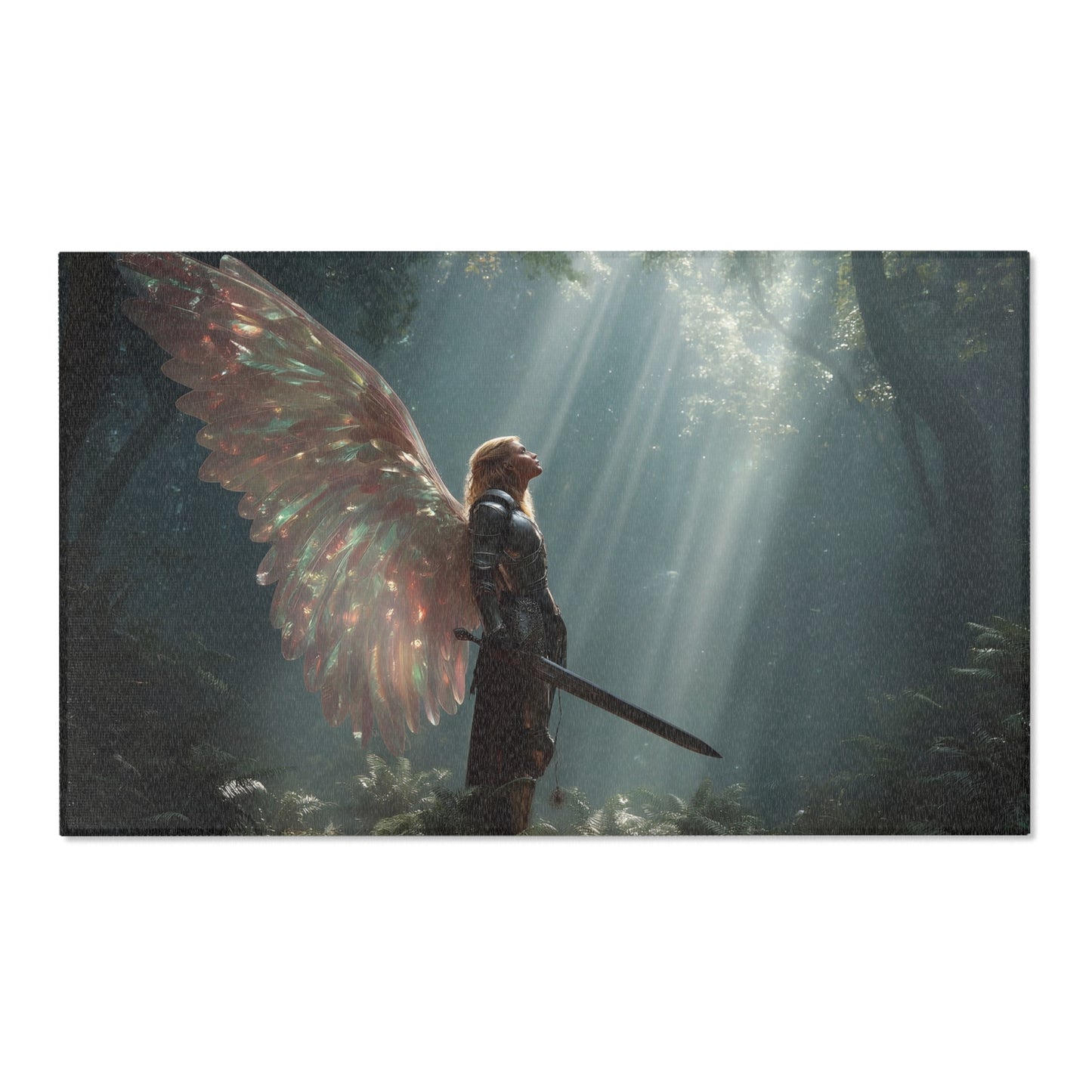 Winged Sentinel Area Rugs – Sunlit Forest Guardian
