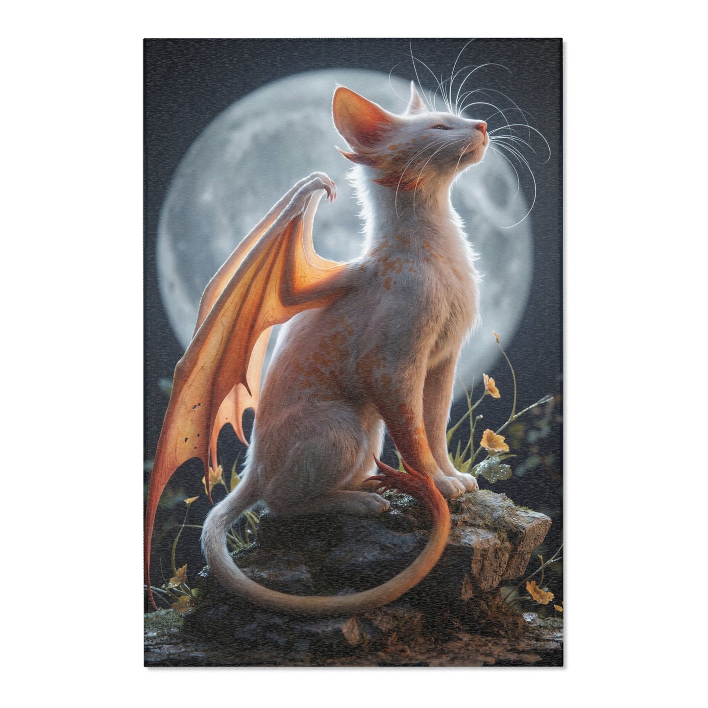 Moonlit Dragon Cat Area Rug – Whispers of the Celestial Guardian