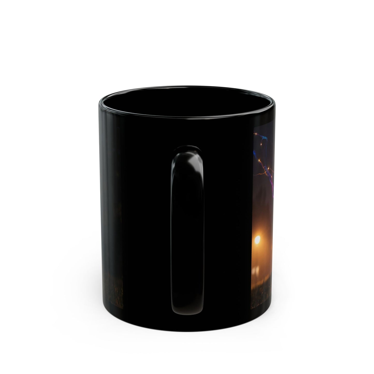 Chromatic Stag Black Mug – Night Meadow Luminescence