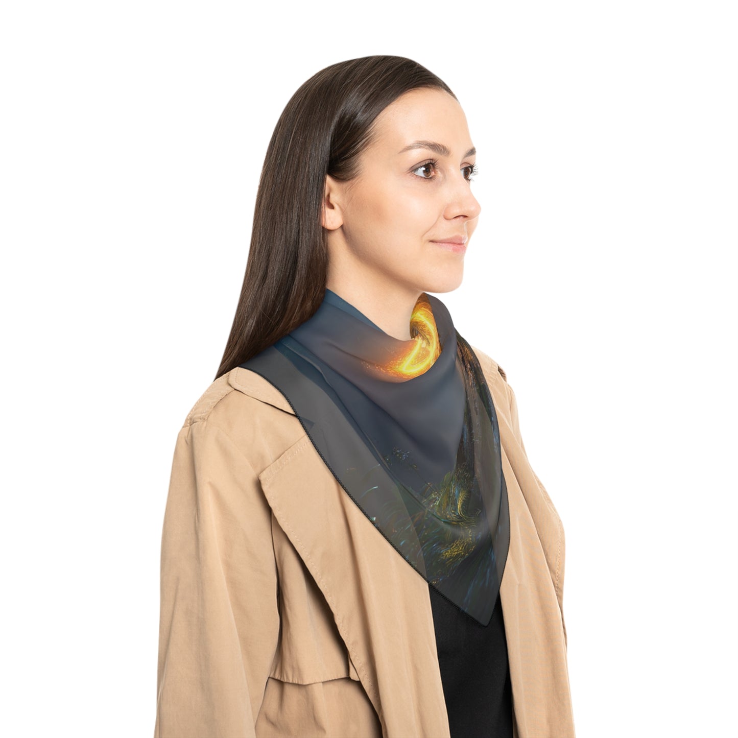 Floating Temple of Light Poly Scarf – Celestial Jungle Gateway
