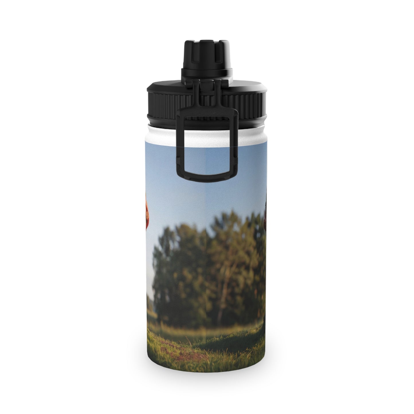 Mushroom Cottage Water Bottle – Red Cap Forest Dwelling with Gnarled Roots