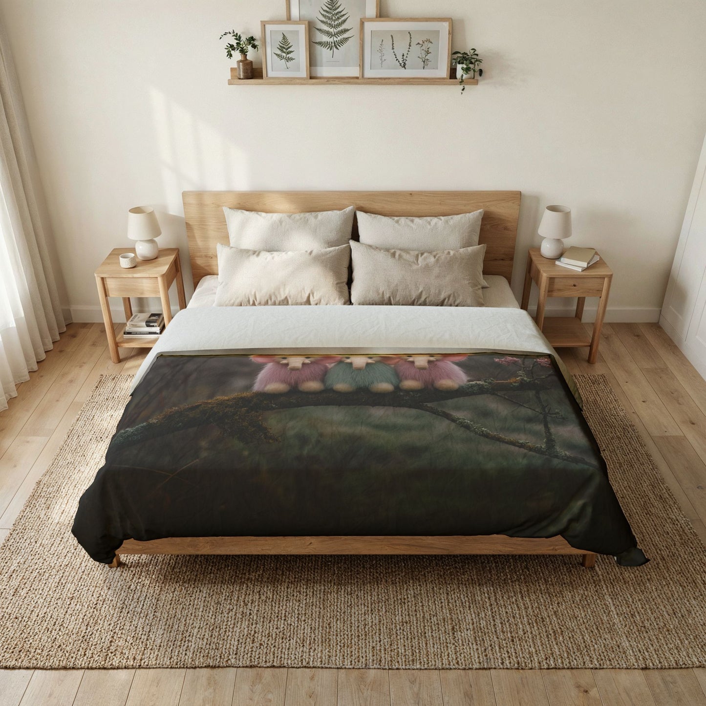 Moss Branch Elephants Cotton Duvet Cover – Forest Twilight Dreamscape