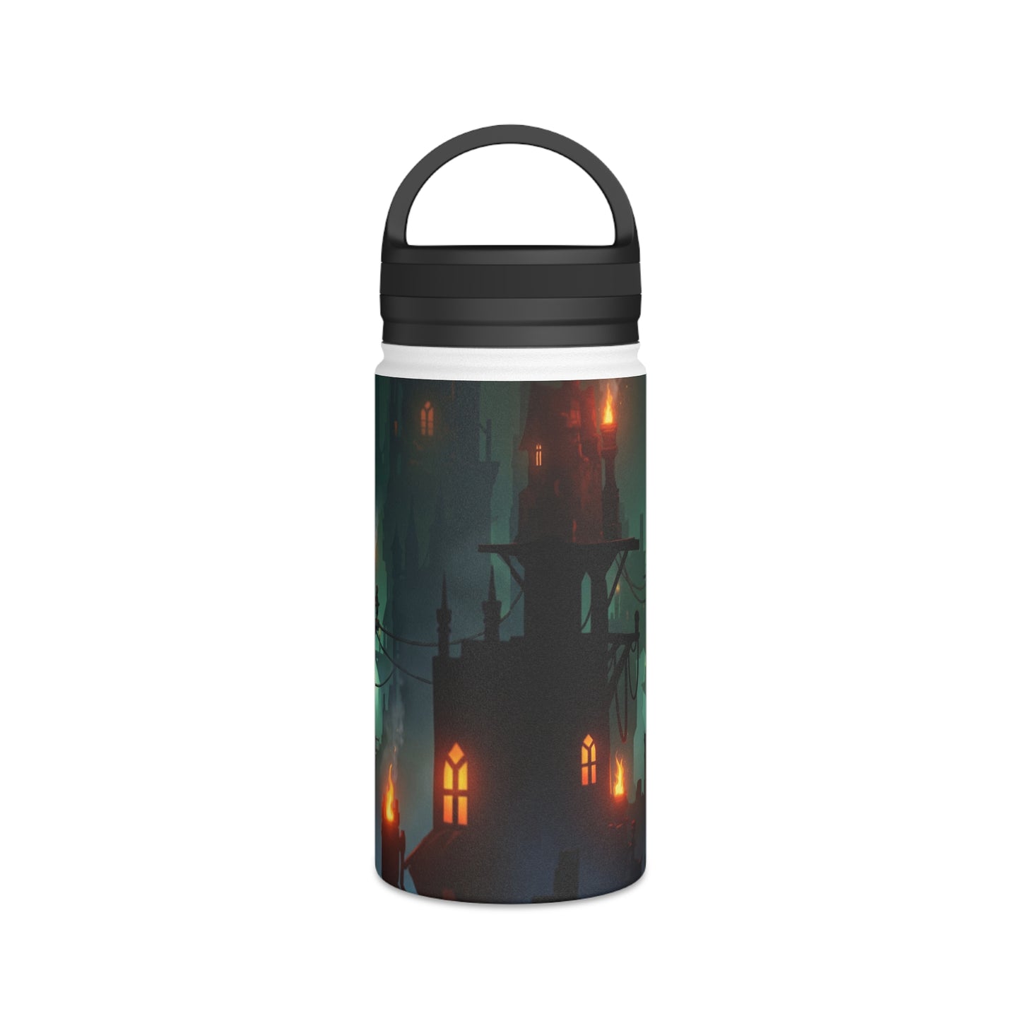 Aerial City of Lanterns Stainless Steel Water Bottle, Handle Lid – Glow in the Misty Canopy