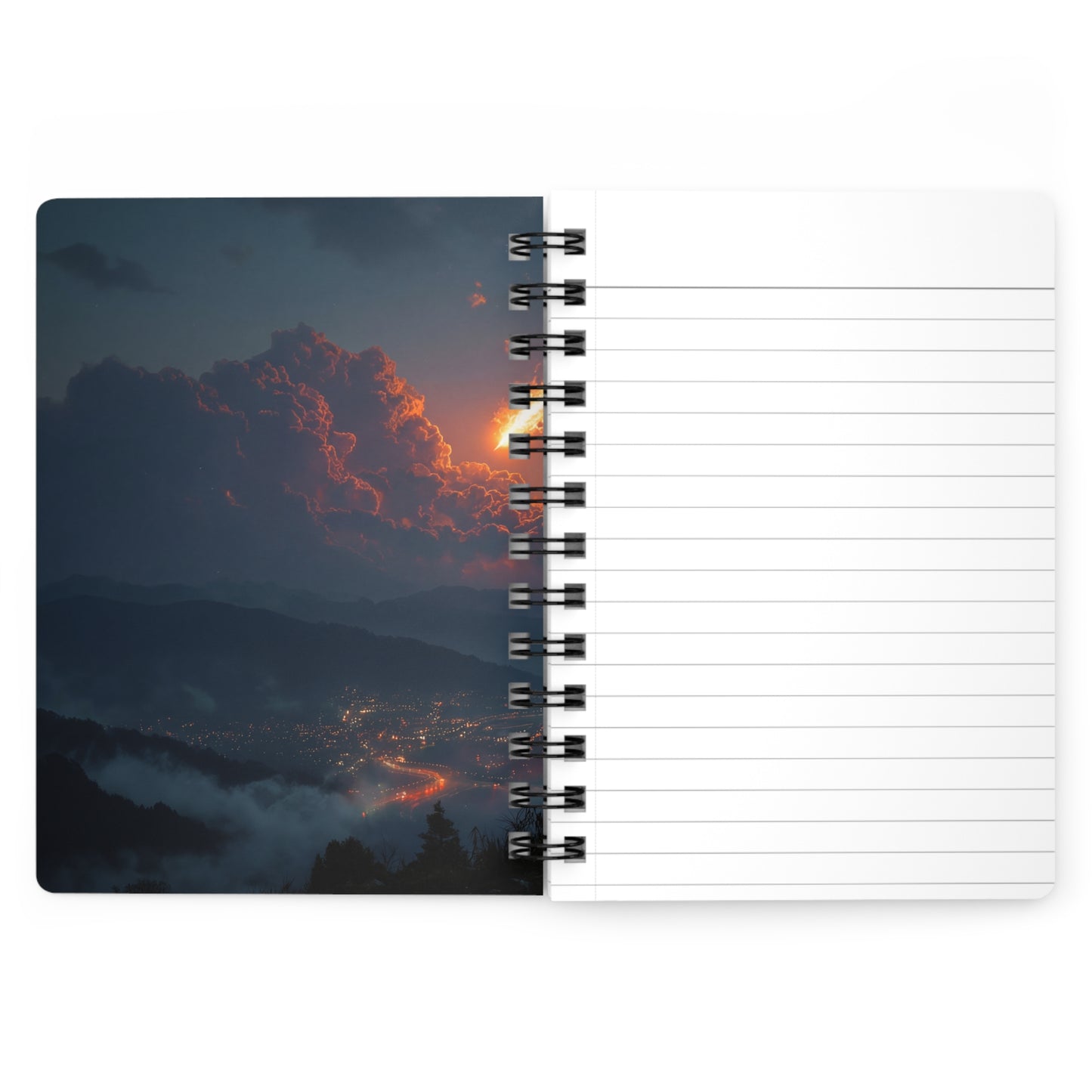 Celestial Firefall Spiral Bound Journal – Twilight Meteors Over Mountain Vale