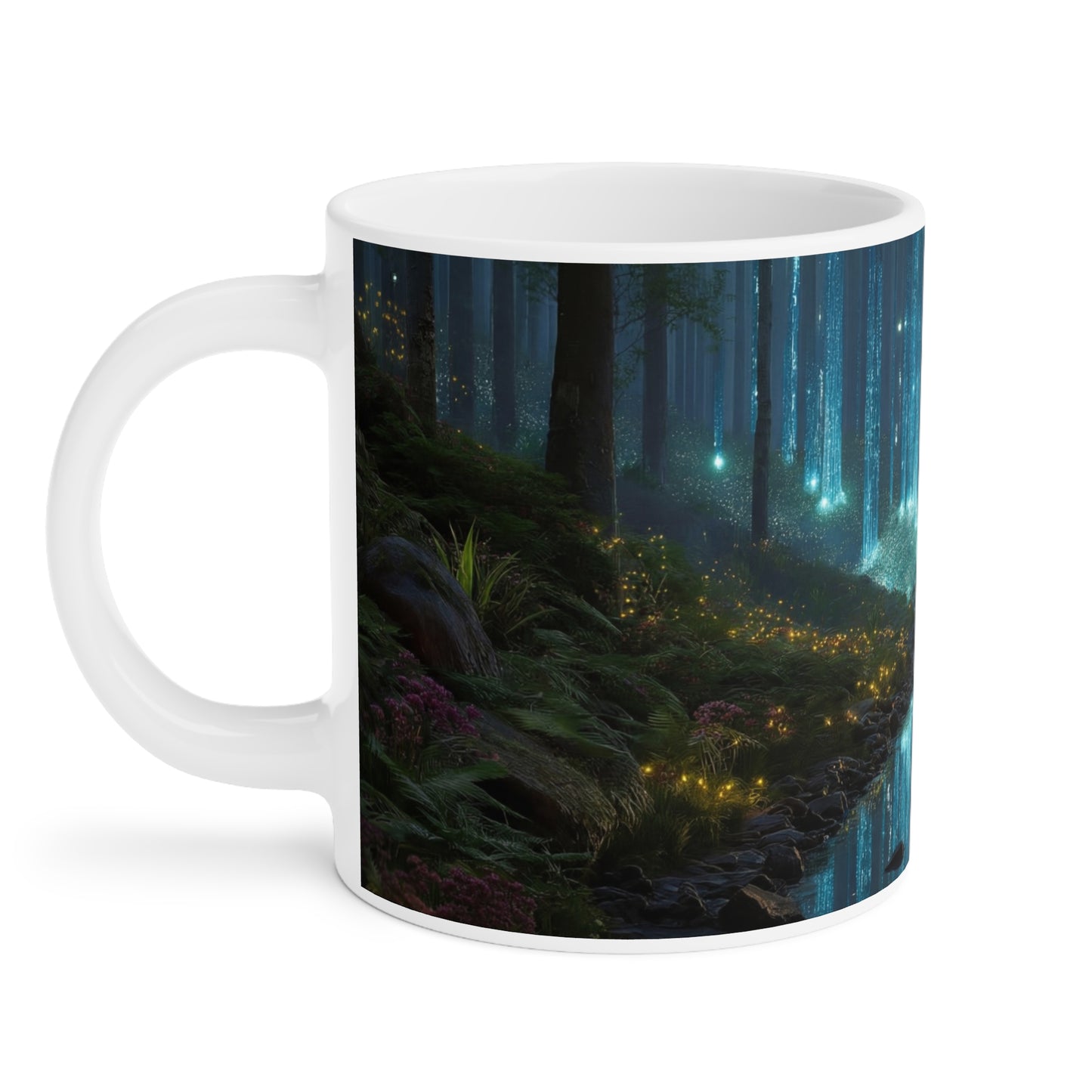 Celestial Forest Stream Ceramic Mugs (11oz\15oz\20oz) – Whispering Light in the Mist